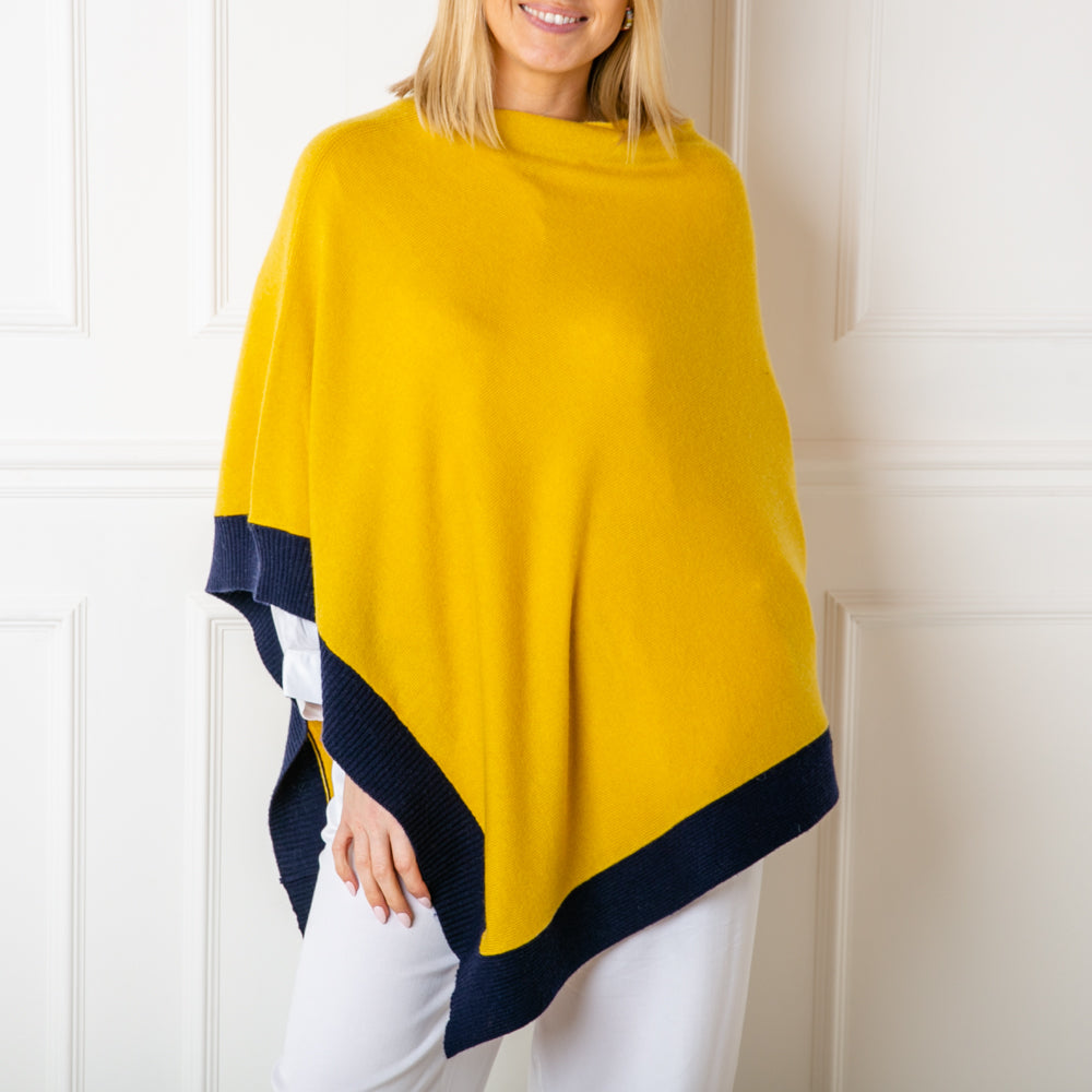 Hepburn Cashmere Ribbed Edge Poncho